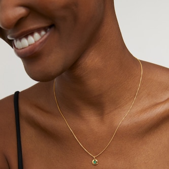 Monica Vinader May Birthstone Chain Necklace In 18ct Gold Vermeil With Emerald