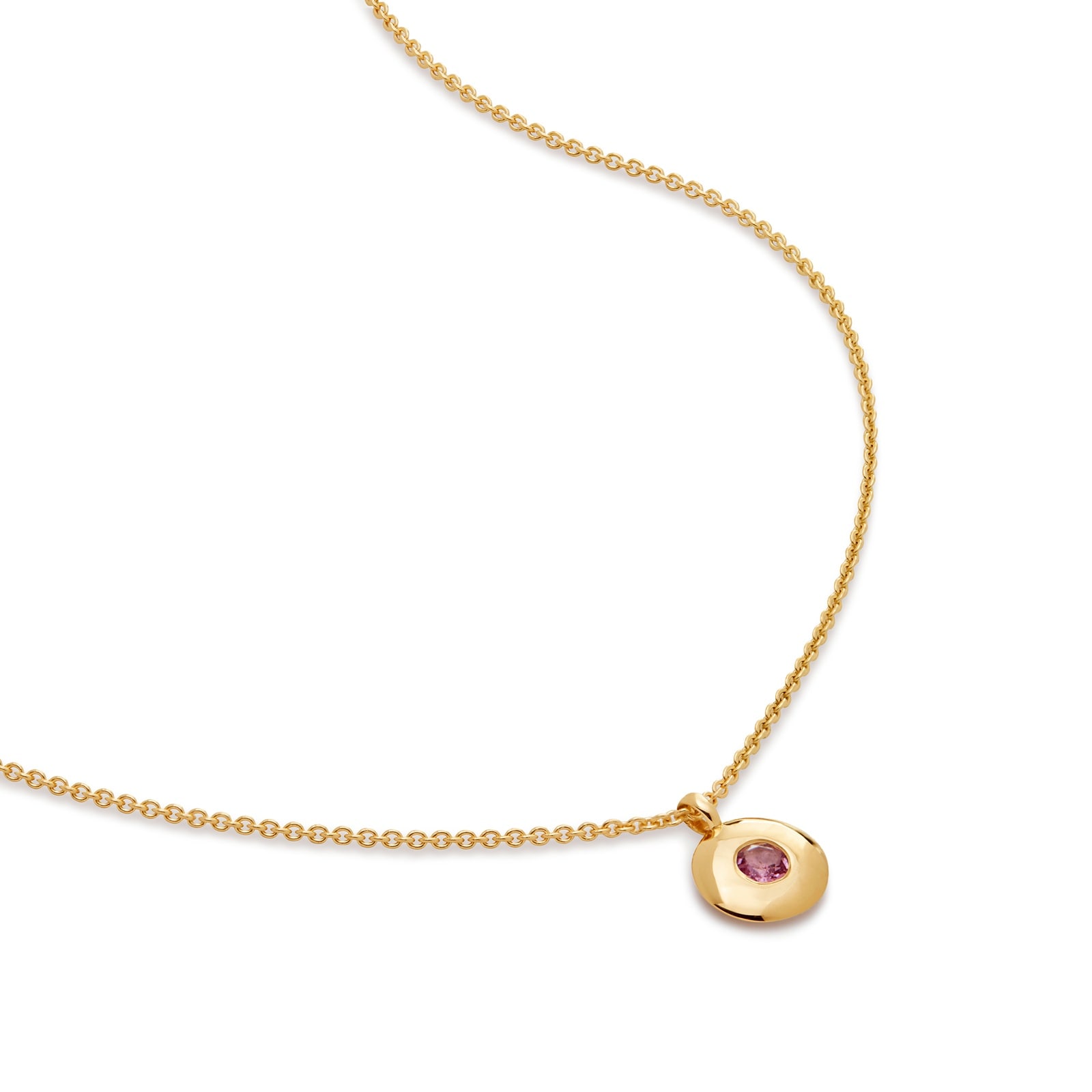 Monica Vinader October Birthstone Chain Necklace In 18ct Gold Vermeil With Pink Tourmaline Monica Vinader October Birthstone Chain Necklace In 18ct Gold Vermeil With Pink Tourmaline