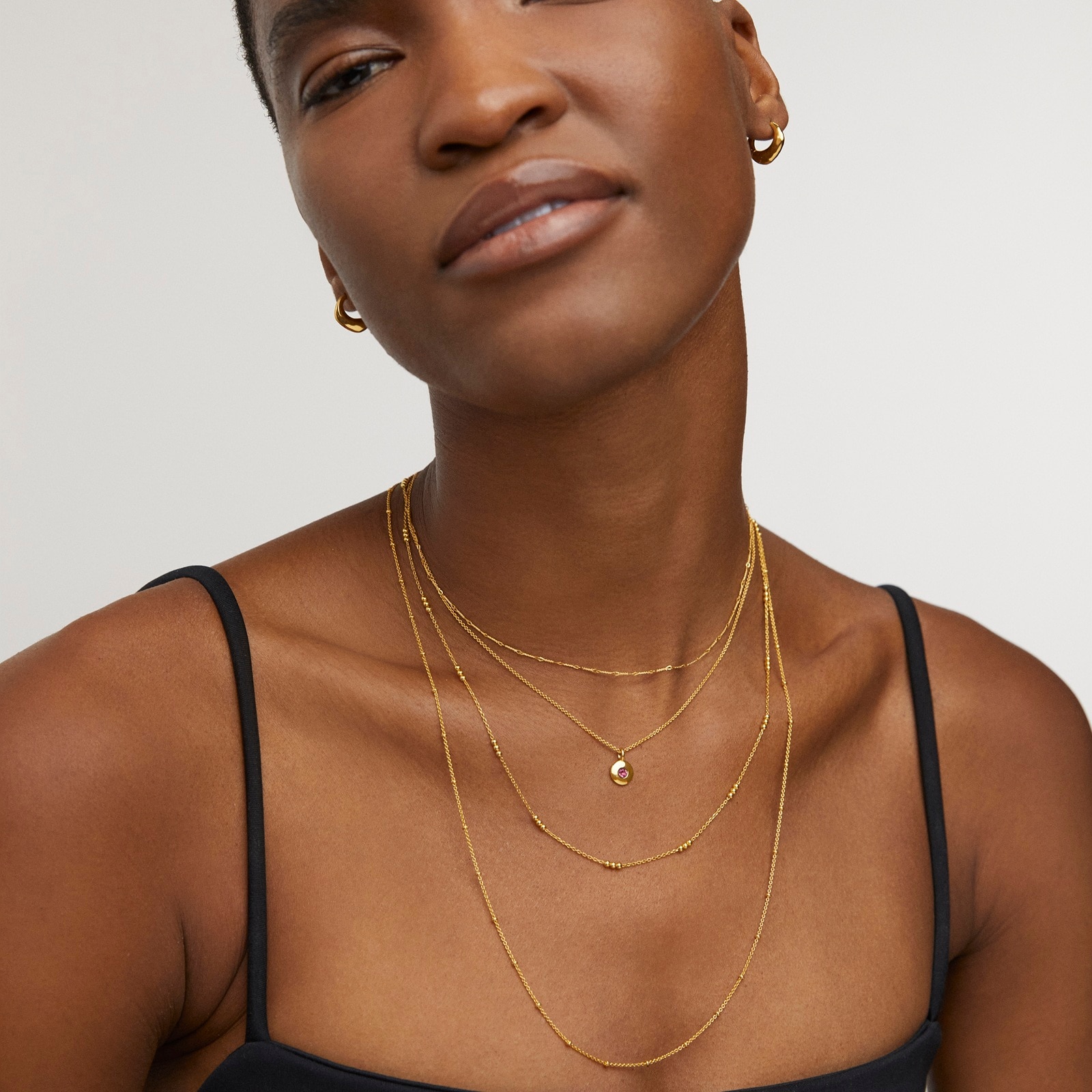 Monica Vinader October Birthstone Chain Necklace In 18ct Gold Vermeil With Pink Tourmaline Monica Vinader October Birthstone Chain Necklace In 18ct Gold Vermeil With Pink Tourmaline