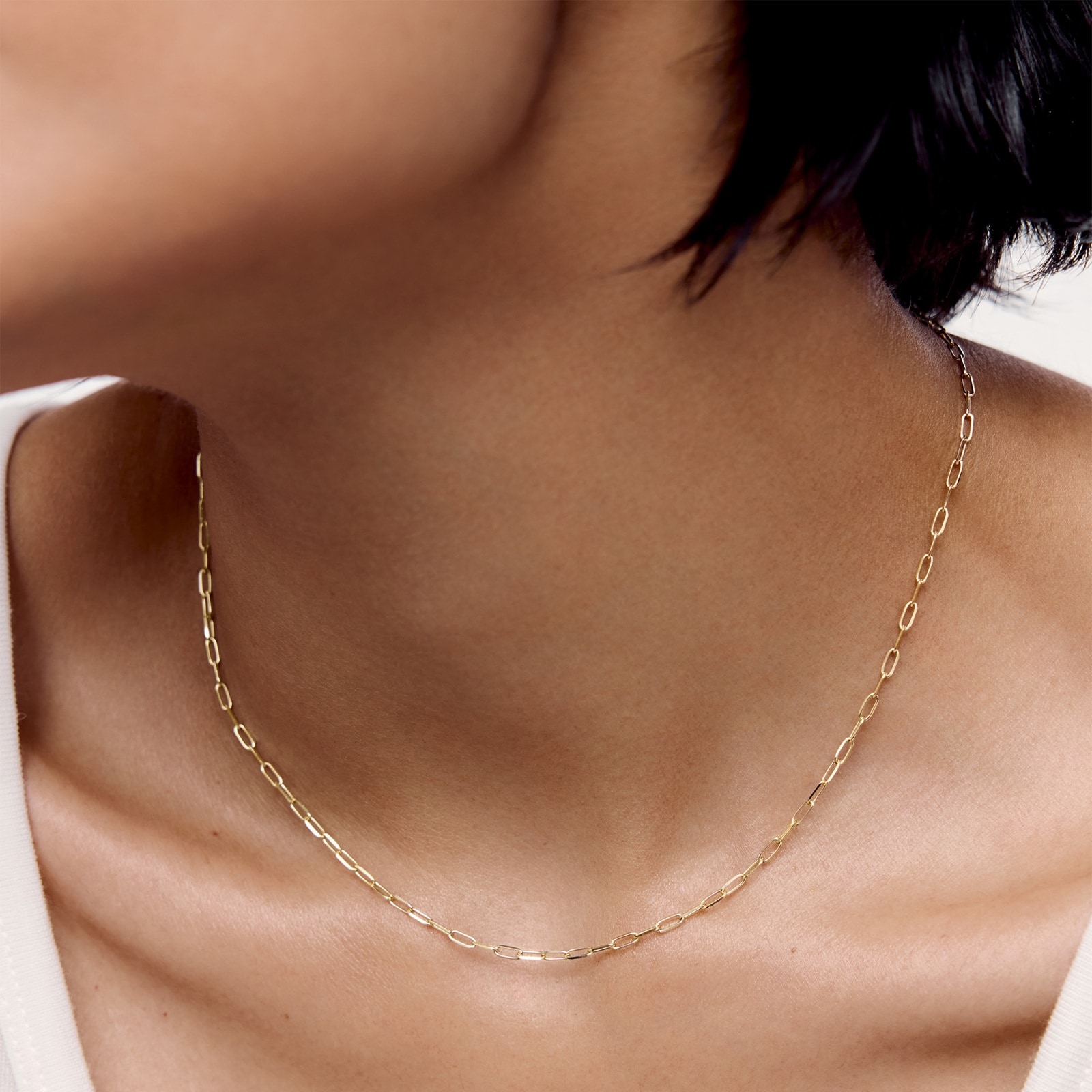 Monica Vinader Mini Paperclip Chain Necklace In 14ct Solid Gold Monica Vinader Mini Paperclip Chain Necklace In 14ct Solid Gold