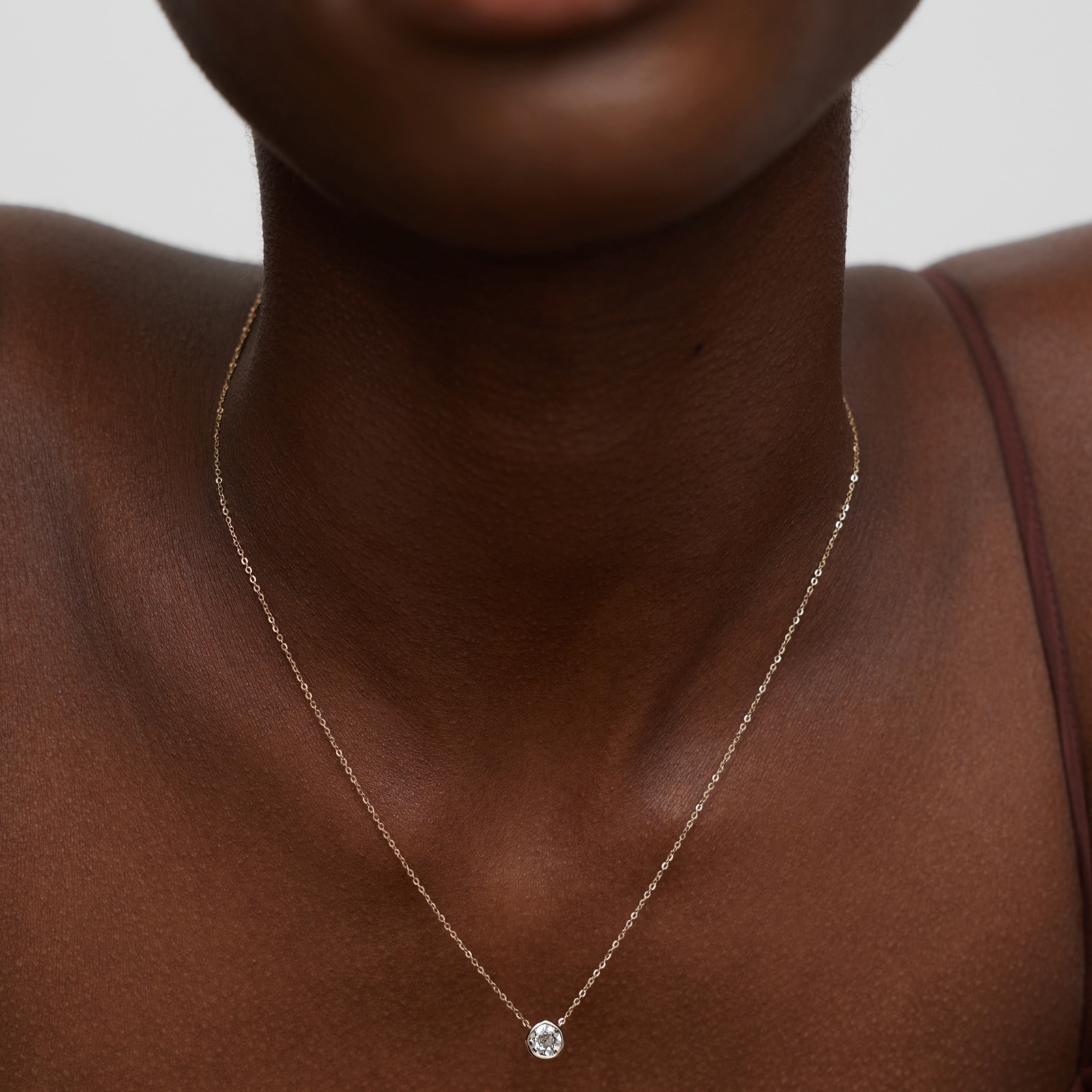 Monica Vinader MV Siren™ Solitaire 0.50ct Lab Grown Diamond Necklace In 14ct Solid Gold