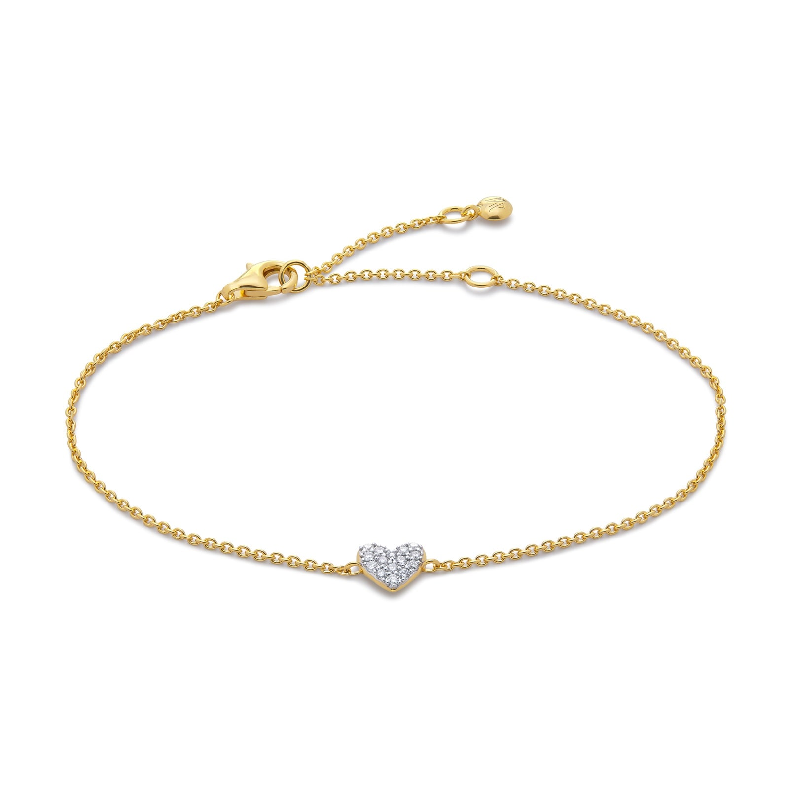 Heart Diamond Chain Bracelet In 18ct Gold Vermeil With Lab Grown Diamond