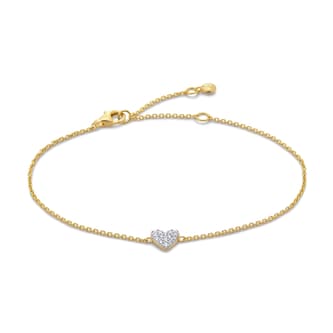Monica Vinader Heart Diamond Chain Bracelet In 18ct Gold Vermeil With Lab Grown Diamond Monica Vinader Heart Diamond Chain Bracelet In 18ct Gold Vermeil With Lab Grown Diamond