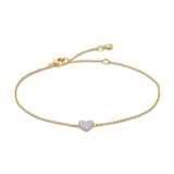 Monica Vinader Heart Diamond Chain Bracelet In 18ct Gold Vermeil With Lab Grown Diamond