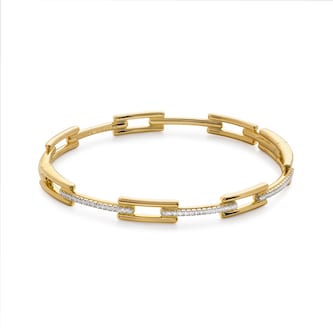 Monica Vinader MV Signature™ Link Slim Bangle In 18ct Gold Vermeil With Lab Grown Diamonds Monica Vinader MV Signature™ Link Slim Bangle In 18ct Gold Vermeil With Lab Grown Diamonds