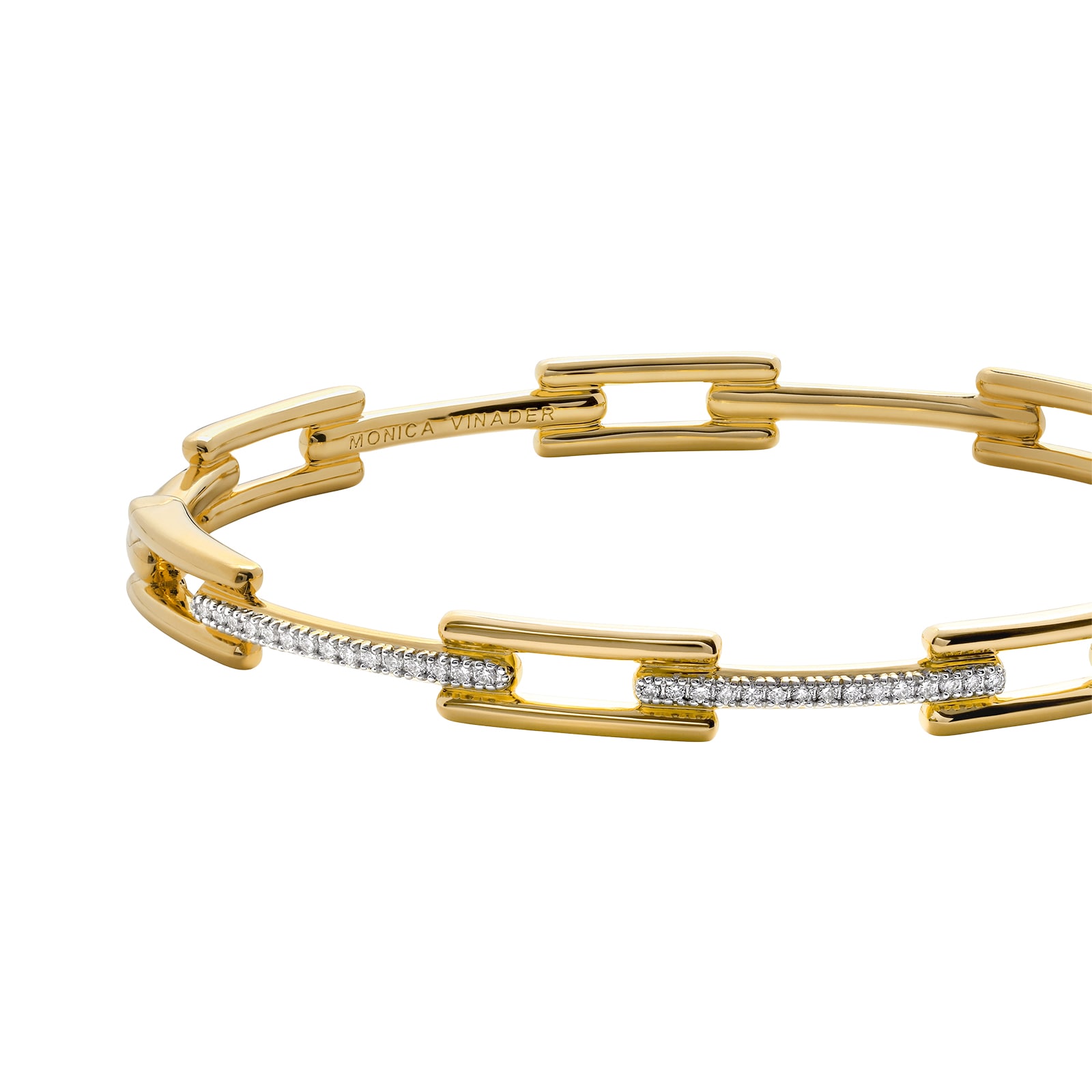 Monica Vinader MV Signature™ Link Slim Bangle In 18ct Gold Vermeil With Lab Grown Diamonds Monica Vinader MV Signature™ Link Slim Bangle In 18ct Gold Vermeil With Lab Grown Diamonds
