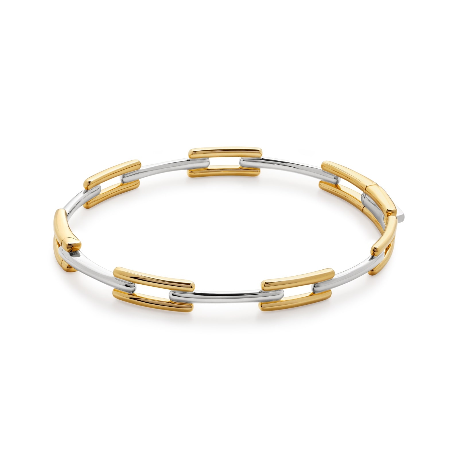 Monica Vinader MV Signature™ Link Mixed Metal Slim Bangle In 18ct Gold Vermeil Monica Vinader MV Signature™ Link Mixed Metal Slim Bangle In 18ct Gold Vermeil