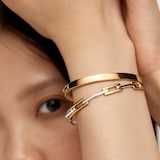 Monica Vinader Signature Link Mixed Metal Slim Bangle In 18ct Gold Vermeil