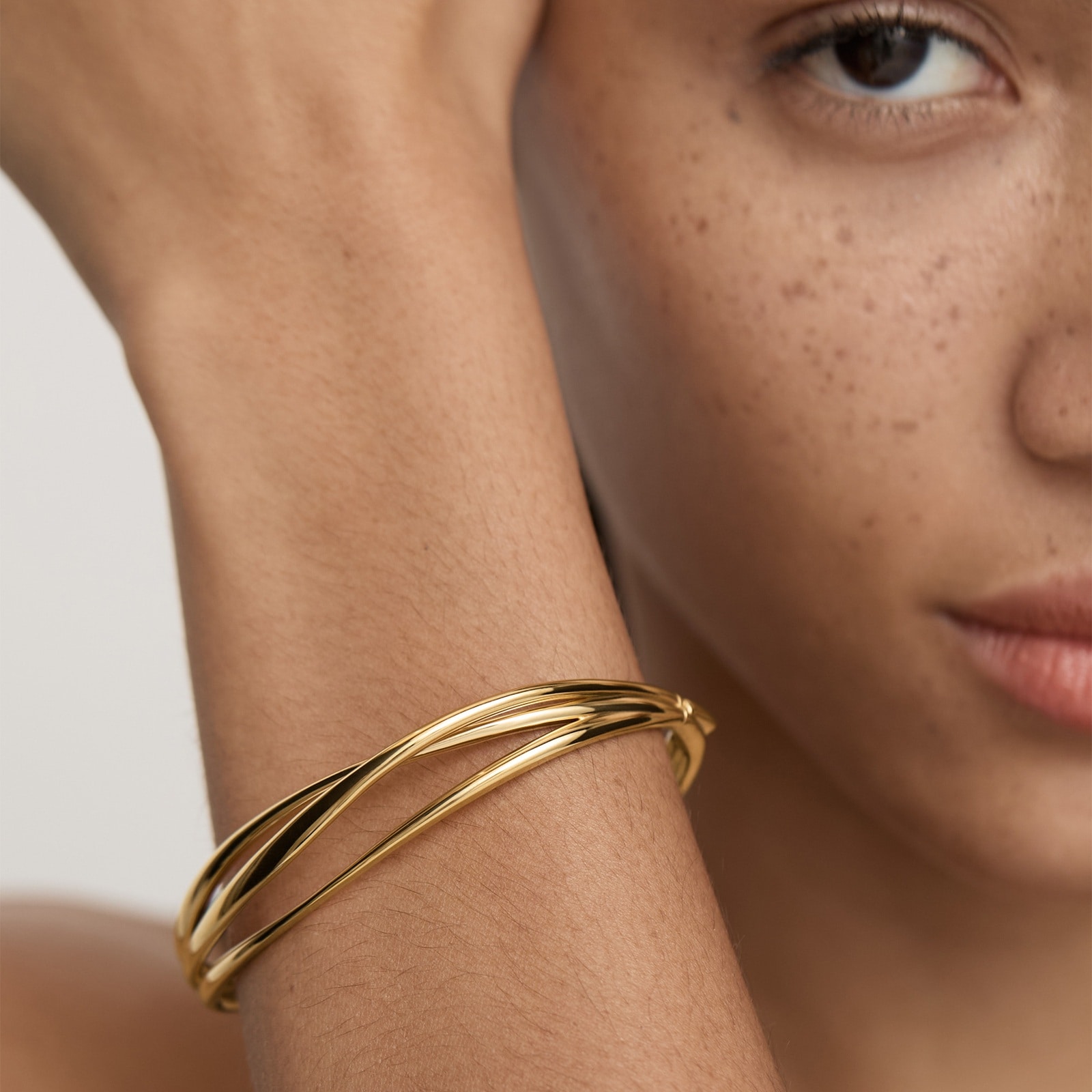 Monica Vinader Nura Wrap Bangle In 18ct Gold Vermeil Monica Vinader Nura Wrap Bangle In 18ct Gold Vermeil