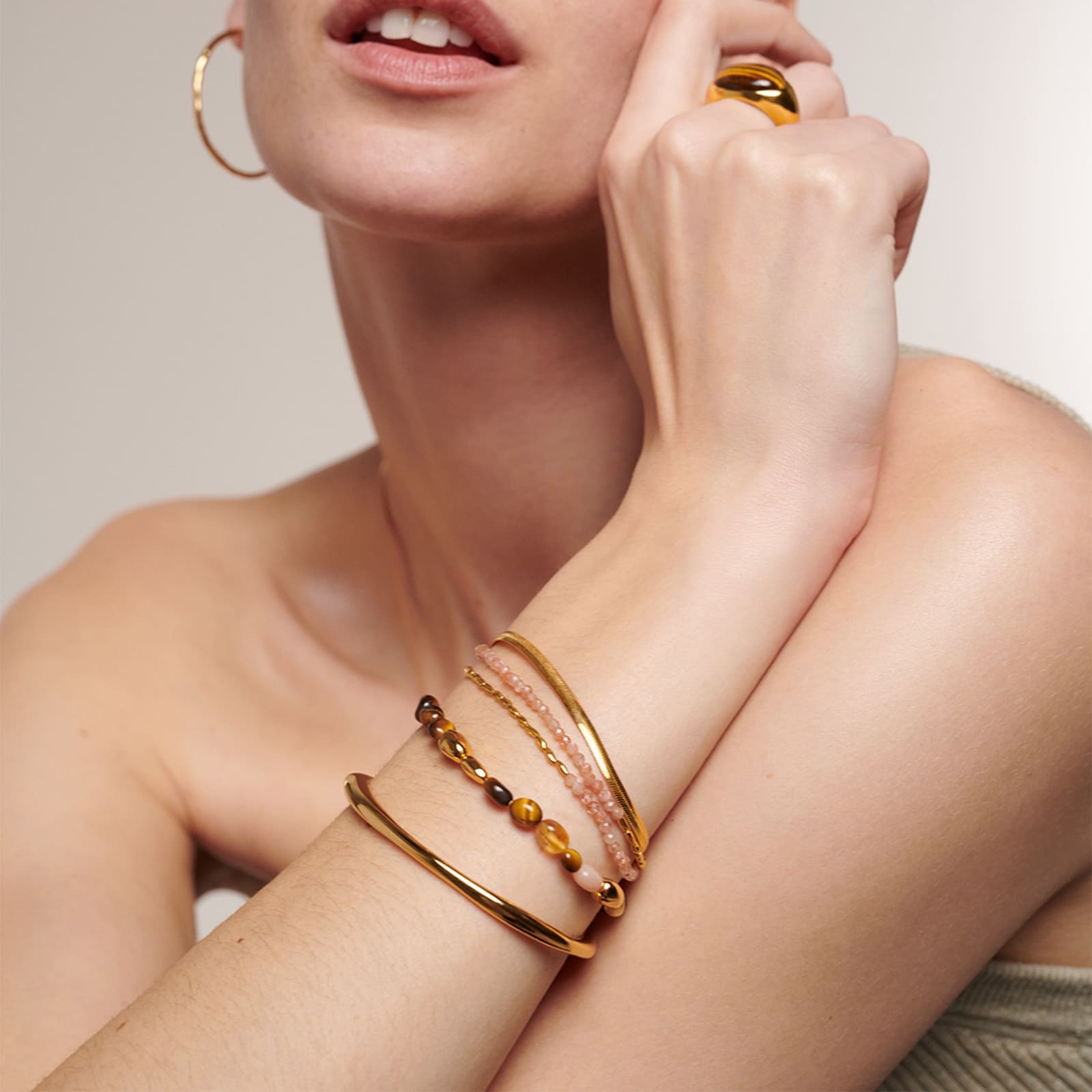 Monica Vinader Nura Reef Bangle In 18ct Gold Vermeil