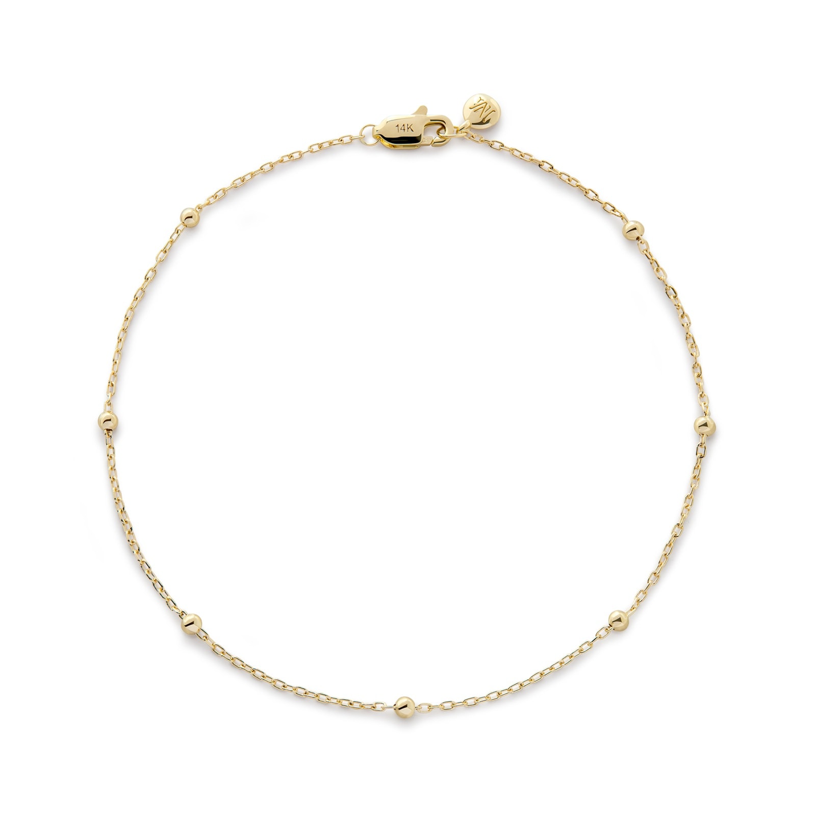 Beaded Chain Bracelet In 14ct Solid Gold