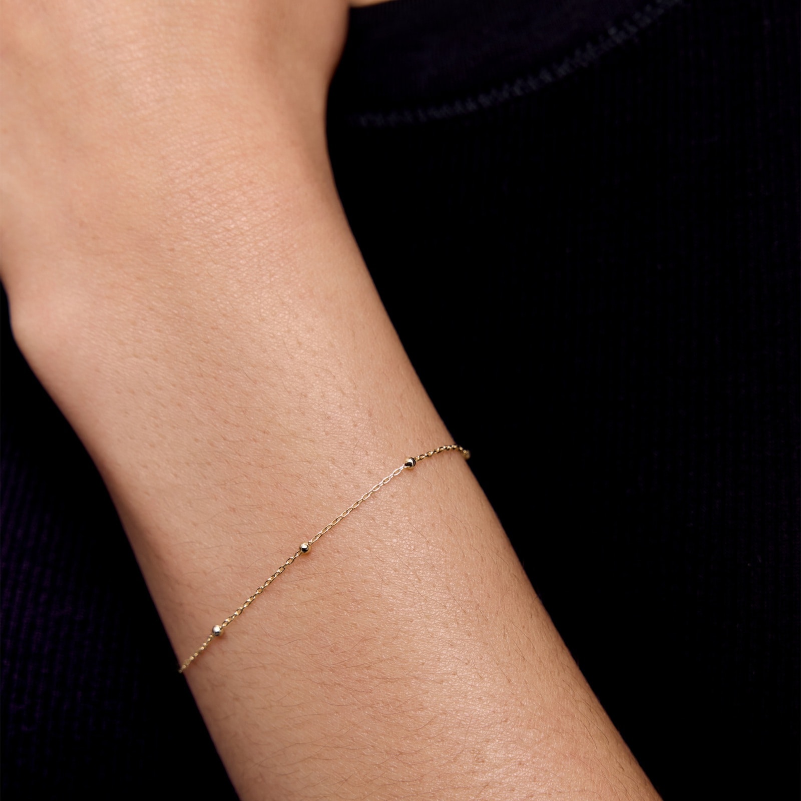 Monica Vinader Beaded Chain Bracelet In 14ct Solid Gold Monica Vinader Beaded Chain Bracelet In 14ct Solid Gold