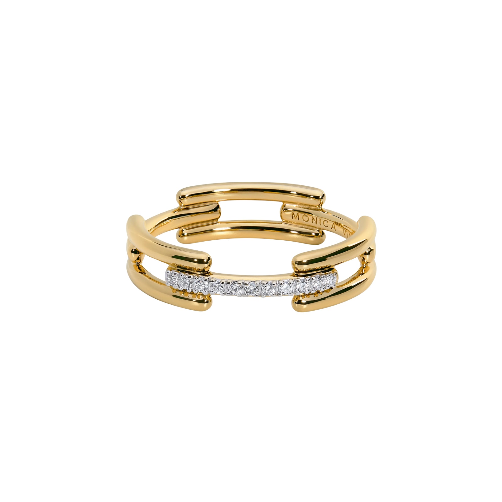 Monica Vinader MV Signature™ Link Ring In 18ct Gold Vermeil With Lab Grown Diamonds Monica Vinader MV Signature™ Link Ring In 18ct Gold Vermeil With Lab Grown Diamonds