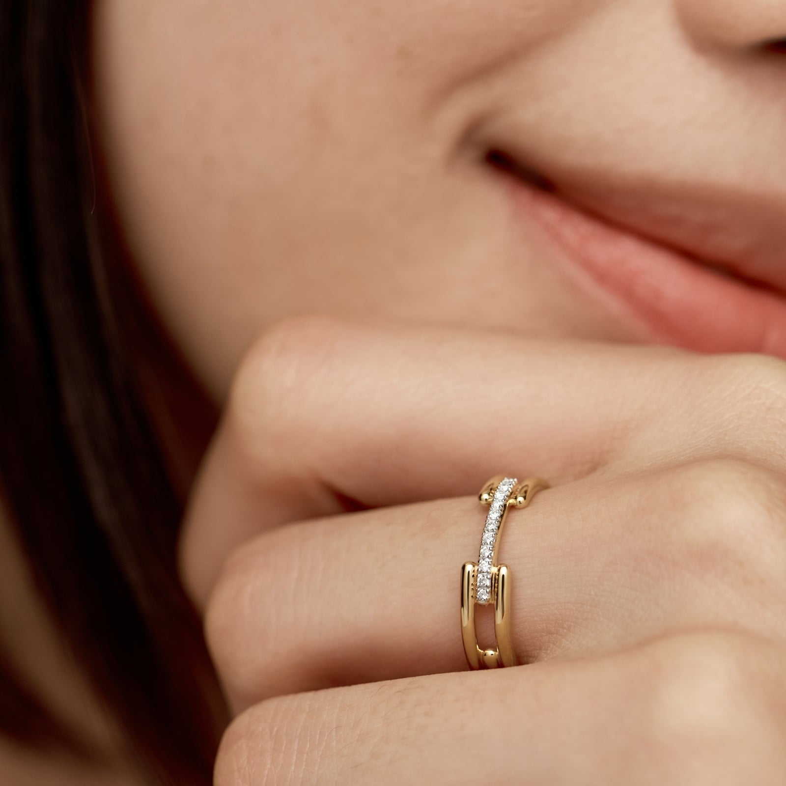 Monica Vinader MV Signature™ Link Ring In 18ct Gold Vermeil With Lab Grown Diamonds Monica Vinader MV Signature™ Link Ring In 18ct Gold Vermeil With Lab Grown Diamonds