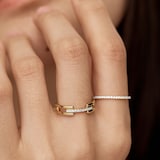 Monica Vinader Signature Link Ring In 18ct Gold Vermeil With Lab Grown Diamonds