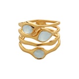 Monica Vinader MV Siren™ Gemstone Stacked Ring In 18ct Gold Vermeil With Aquamarine