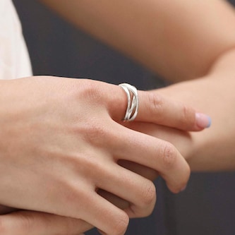 Monica Vinader Nura Crossover Ring In Sterling Silver