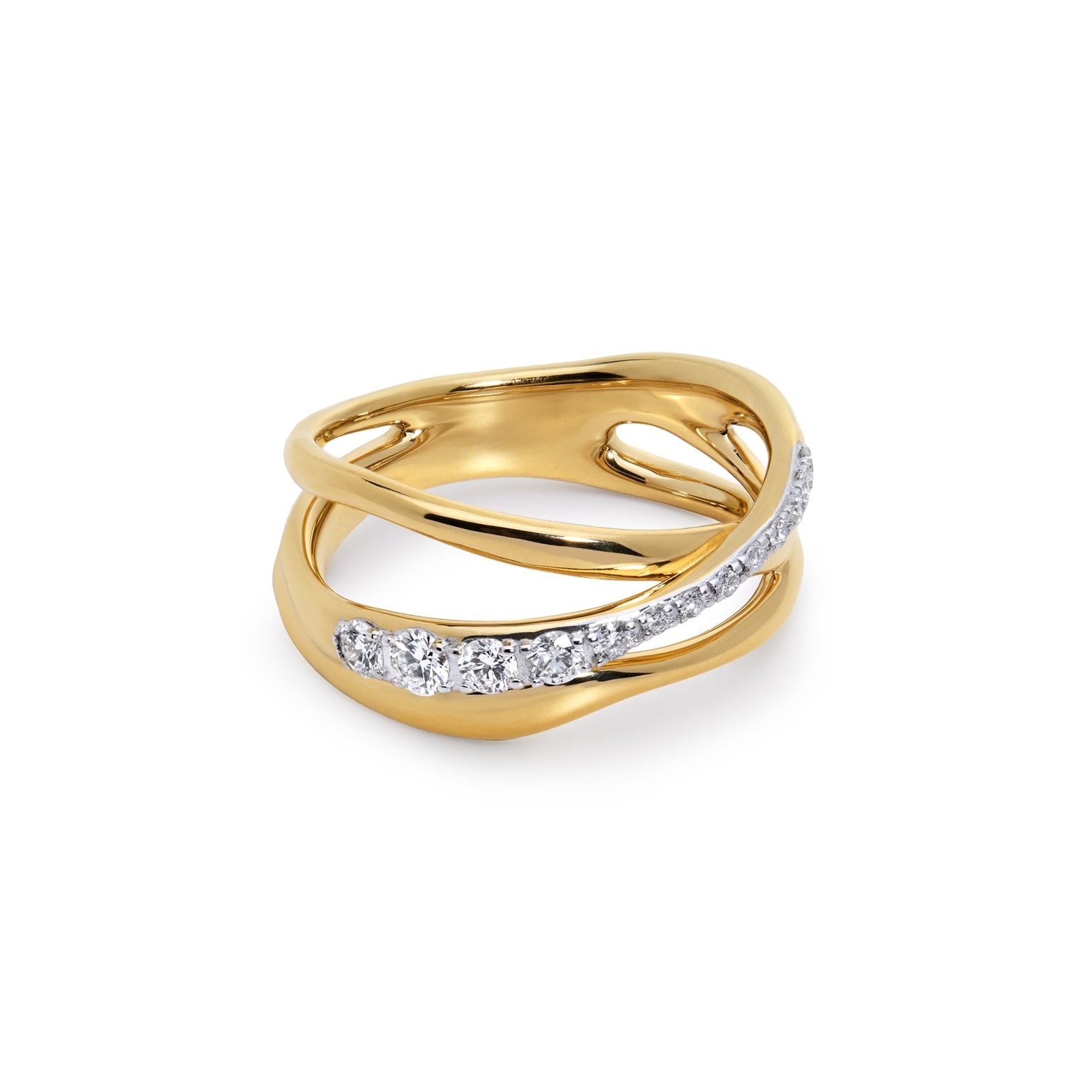 Monica Vinader Nura Crossover Ring In 18ct Gold Vermeil With Lab Grown Diamond
