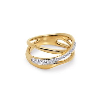 Monica Vinader Nura Crossover Ring In 18ct Gold Vermeil With Lab Grown Diamond