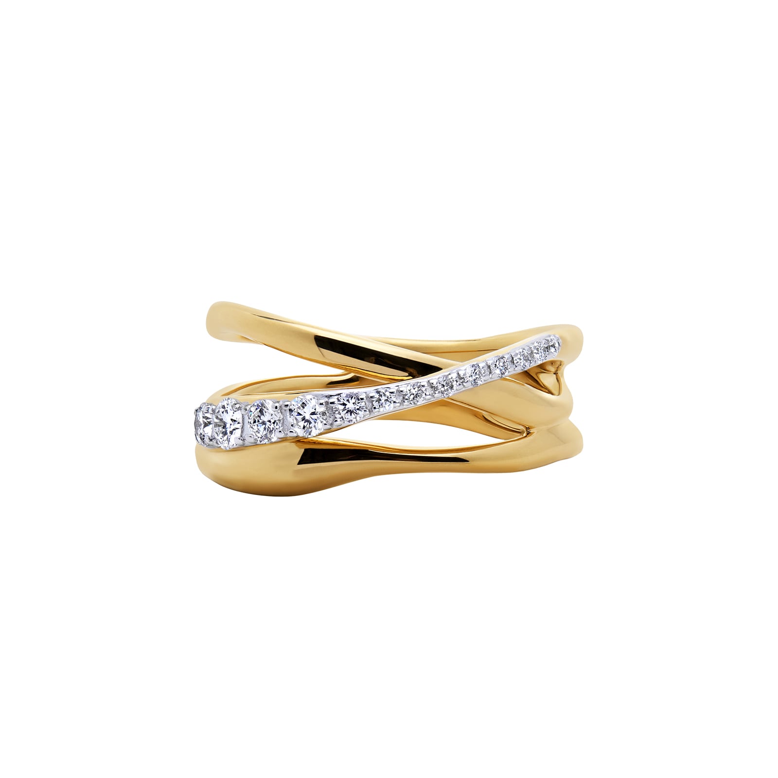 Monica Vinader Nura Crossover Ring In 18ct Gold Vermeil With Lab Grown Diamond
