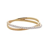 Monica Vinader Diamond Crossover Ring In 14ct Solid Gold With Lab Grown Diamond