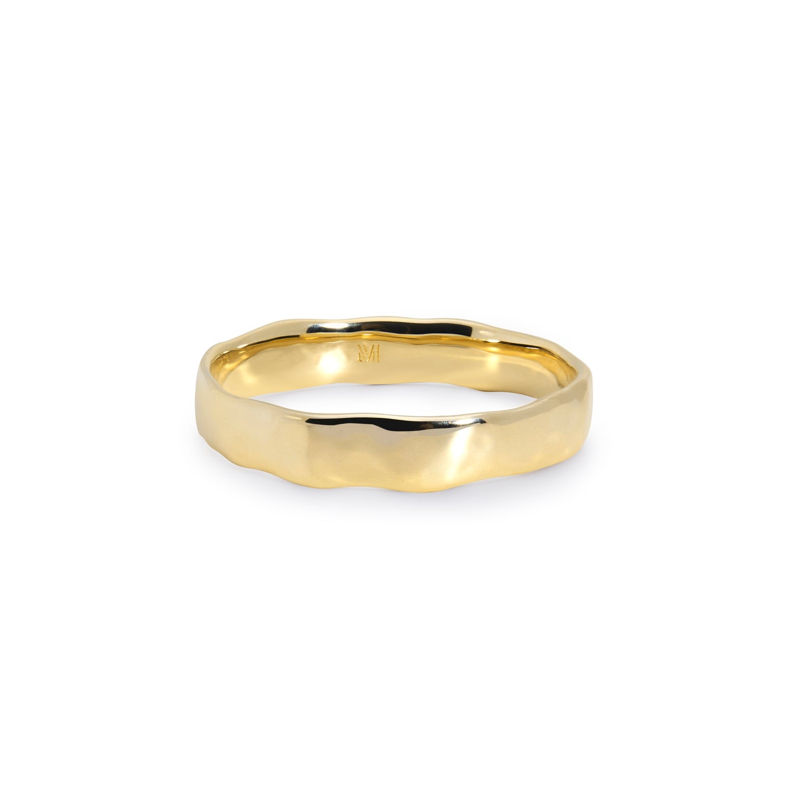 Hammered Band In 14ct Solid Gold - Ring Size N