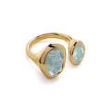 Monica Vinader Odyssey Gemstone Open Ring In 18ct Gold Vermeil With Aquamarine