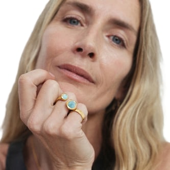 Monica Vinader Odyssey Gemstone Open Ring In 18ct Gold Vermeil With Aquamarine