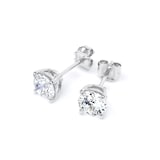 Goldsmiths 9ct White Gold 1.00cttw Brilliant Cut Lab Grown Diamond Solitaire Stud Earrings