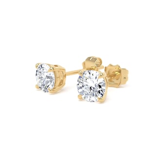 Goldsmiths 9ct Yellow Gold 1.00cttw Brilliant Cut Lab Grown Diamond Solitaire Stud Earrings Goldsmiths 9ct Yellow Gold 1.00cttw Brilliant Cut Lab Grown Diamond Solitaire Stud Earrings