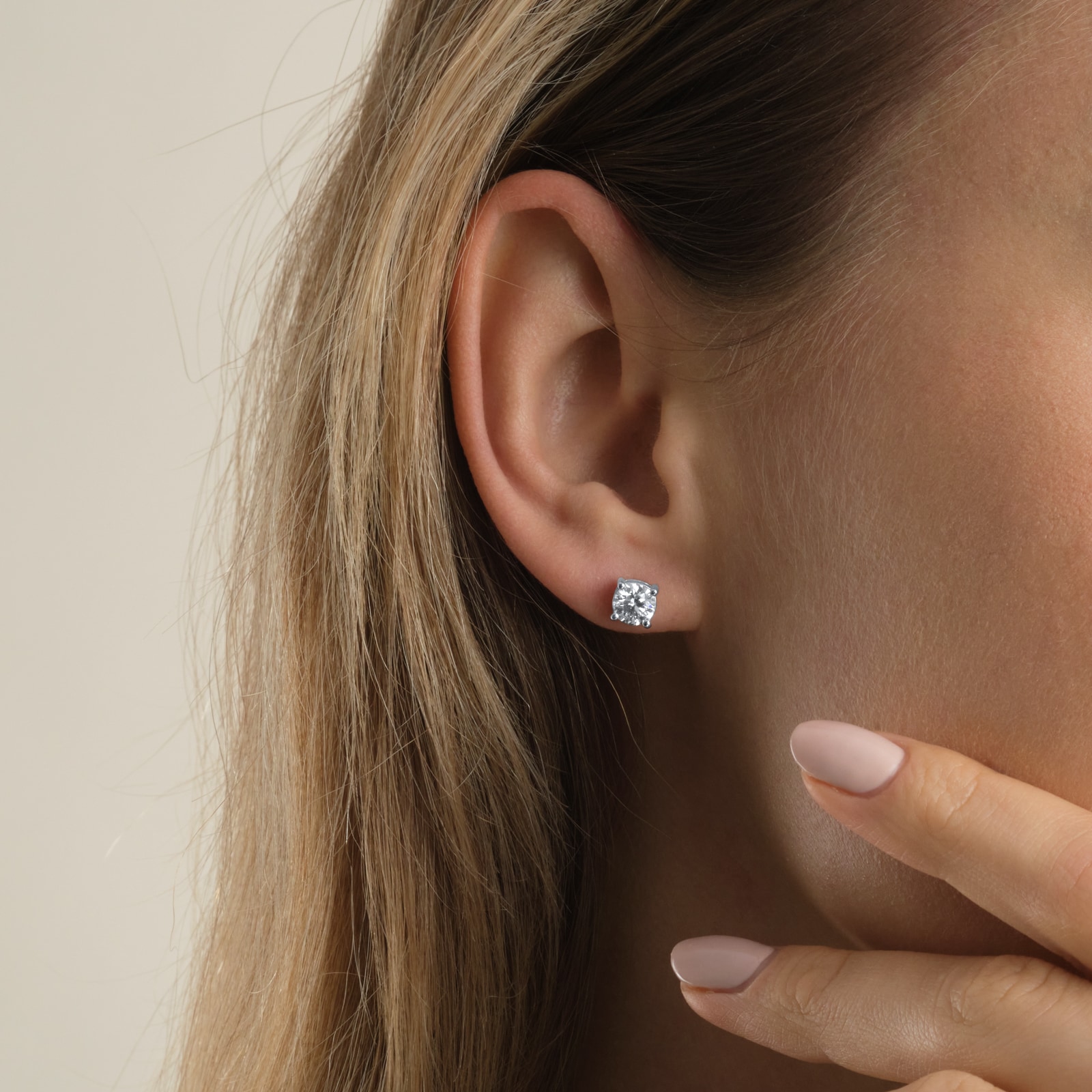 Goldsmiths 18ct White Gold 1.40cttw Brilliant Cut Lab Grown Diamond Solitaire Stud Earrings