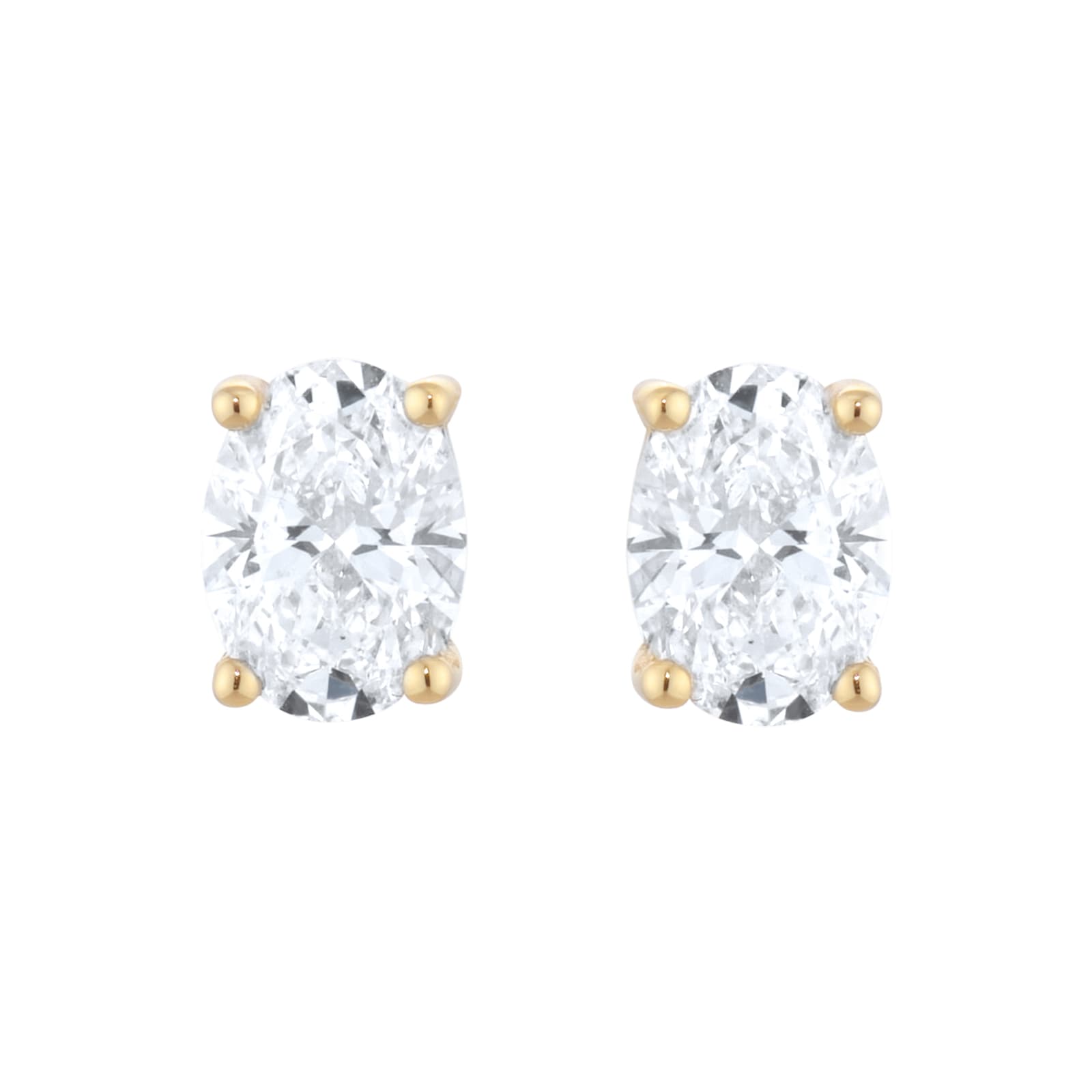 Goldsmiths 18ct Yellow Gold 1.40cttw Oval Cut Lab Grown Diamond Solitaire Stud Earrings