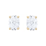 Goldsmiths 18ct Yellow Gold 1.40cttw Oval Cut Lab Grown Diamond Solitaire Stud Earrings