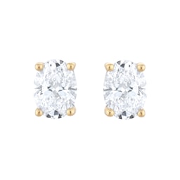 25010003 - 18ct Yellow Gold 1.40cttw Oval Cut Lab Grown Diamond Solitaire Stud Earrings