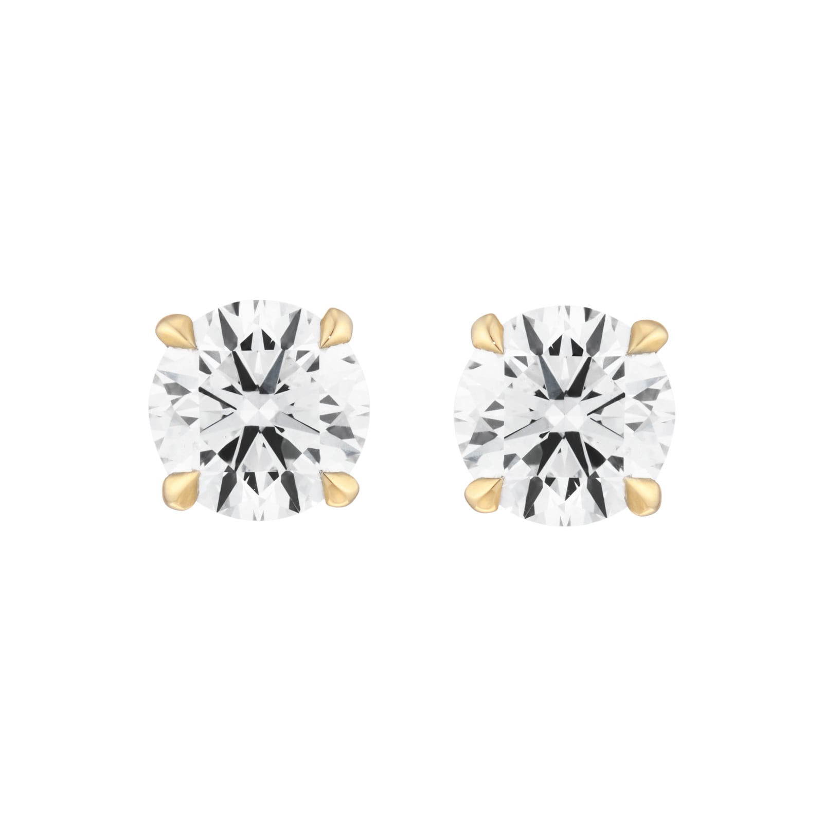 Goldsmiths 9ct Yellow Gold 2.00cttw Brilliant Cut Lab Grown Diamond Solitaire Stud Earrings
