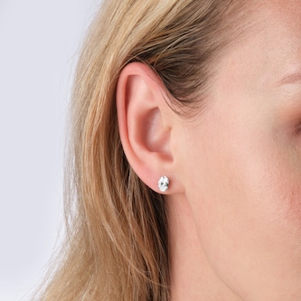 Goldsmiths 9ct White Gold 1.50cttw Oval Cut Lab Grown Diamond Solitaire Stud Earrings