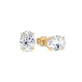9ct Yellow Gold 1.50cttw Oval Cut Lab Grown Diamond Solitaire Stud Earrings