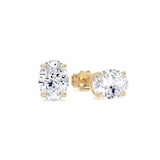 Goldsmiths 9ct Yellow Gold 1.50cttw Oval Cut Lab Grown Diamond Solitaire Stud Earrings