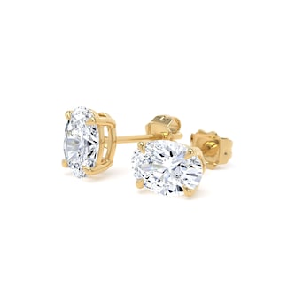 Goldsmiths 9ct Yellow Gold 1.50cttw Oval Cut Lab Grown Diamond Solitaire Stud Earrings Goldsmiths 9ct Yellow Gold 1.50cttw Oval Cut Lab Grown Diamond Solitaire Stud Earrings