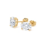 Goldsmiths 9ct Yellow Gold 1.50cttw Oval Cut Lab Grown Diamond Solitaire Stud Earrings