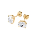 Goldsmiths 9ct Yellow Gold 1.50cttw Oval Cut Lab Grown Diamond Solitaire Stud Earrings