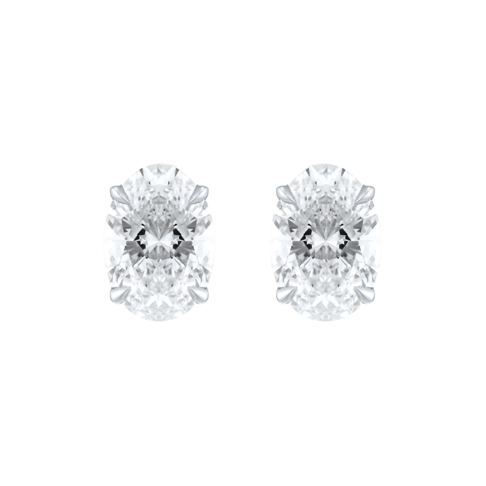 9ct White Gold 2.00cttw Oval Cut Lab Grown Diamond Solitaire Stud Earrings