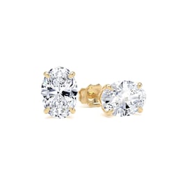 25010011 - 9ct Yellow Gold 2.00cttw Oval Cut Lab Grown Diamond Solitaire Stud Earrings