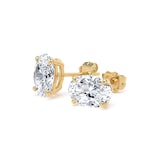 Goldsmiths 9ct Yellow Gold 2.00cttw Oval Cut Lab Grown Diamond Solitaire Stud Earrings