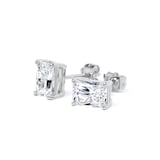 Goldsmiths 9ct White Gold 1.50cttw Radiant Cut Lab Grown Diamond Solitaire Stud Earrings