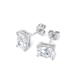Goldsmiths 9ct White Gold 1.50cttw Radiant Cut Lab Grown Diamond Solitaire Stud Earrings