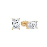 Goldsmiths 9ct Yellow Gold 1.50cttw Radiant Cut Lab Grown Diamond Solitaire Stud Earrings