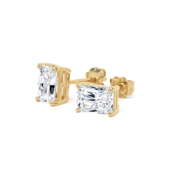 Goldsmiths 9ct Yellow Gold 1.50cttw Radiant Cut Lab Grown Diamond Solitaire Stud Earrings Goldsmiths 9ct Yellow Gold 1.50cttw Radiant Cut Lab Grown Diamond Solitaire Stud Earrings