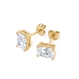 Goldsmiths 9ct Yellow Gold 1.50cttw Radiant Cut Lab Grown Diamond Solitaire Stud Earrings
