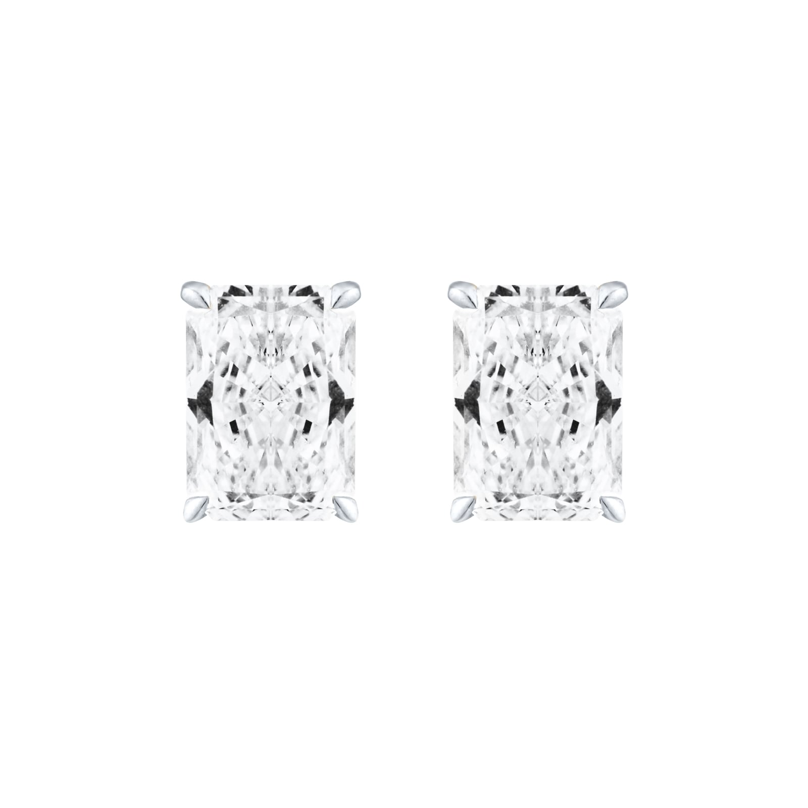 Goldsmiths 9ct White Gold 2.00cttw Radiant Cut Lab Grown Diamond Solitaire Stud Earrings Goldsmiths 9ct White Gold 2.00cttw Radiant Cut Lab Grown Diamond Solitaire Stud Earrings